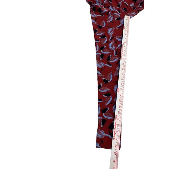 LuLaRoe Pelicans All Over Red ,Gray, Black Sueded Jersey Knit Leggings One Size - Picture 5 of 8